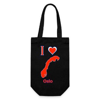 Norway map flag with the city of Oslo - Gift Bag for Bottles - black - Front