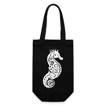 Süsses Kleines Vintage Tattoo Seepferdchen - Geschenkbeutel für Flaschen - Schwarz - Vorne