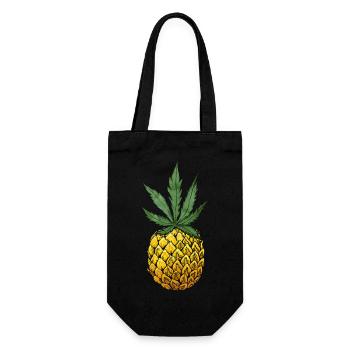 420 Ananas Hanf Frucht - Geschenkbeutel für Flaschen - Schwarz - Vorne