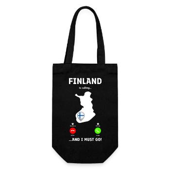 Finnland ruft - Lustiges Design für eingehende Anrufe - Geschenkbeutel für Flaschen - Schwarz - Vorne
