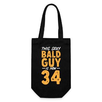 Bald Head Baldness Beard Bald Head - Gift Bag for Bottles - black - Front