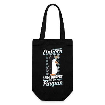 Einhorn Pinguin - Geschenkbeutel für Flaschen - Schwarz - Vorne