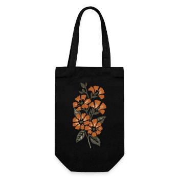 Retro Surf Sixties Orange Flowers - Gift Bag for Bottles - black - Front