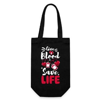 Blood donors help socially - Gift Bag for Bottles - black - Front