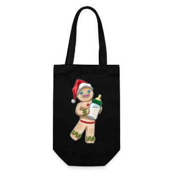 Lebkuchenmann Weihnachten Babyflasche - Geschenkbeutel für Flaschen - Schwarz - Vorne