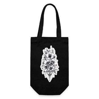 Liebevolle Tribal Blume mit vielen Details - Geschenkbeutel für Flaschen - Schwarz - Vorne