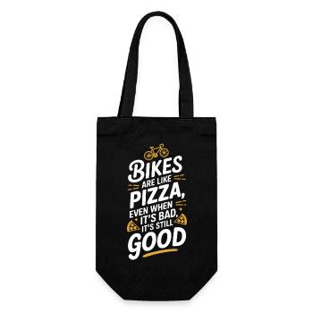 Fahrrad Pizza Zitat Typografie Design - Geschenkbeutel für Flaschen - Schwarz - Vorne