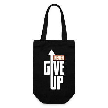 Never give up - Motivation Mut Kraft - Geschenkbeutel für Flaschen - Schwarz - Vorne