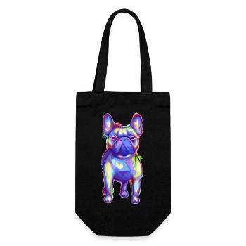 Farbenfroher Französischer Bulldog - Geschenkbeutel für Flaschen - Schwarz - Vorne