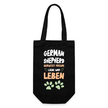 German Shepherd Lebensfreude - Geschenkbeutel für Flaschen - Schwarz - Vorne