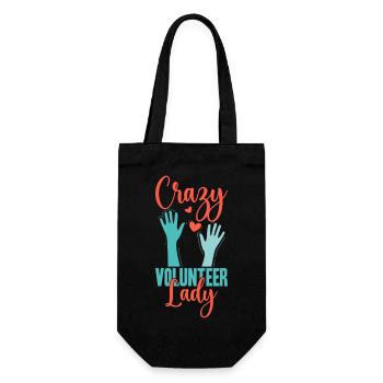 Volunteer Appreciation Crazy Lady Volunteer - Gift Bag for Bottles - black - Front