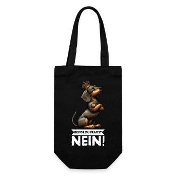 Bevor Du Fragst Nein Rauhaardackel Dackel Teckel - Geschenkbeutel für Flaschen - Schwarz - Vorne