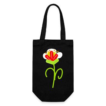 Verspielte Blütenzeichnung Blume   Blumen - Geschenkbeutel für Flaschen - Schwarz - Vorne
