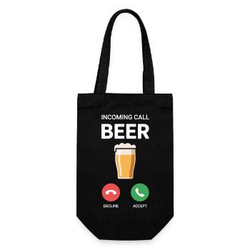 Bier Incoming Call Beer JGA Herren Männerabend - Gift Bag for Bottles - black - Front