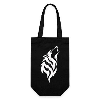 Wolf Silhouette - Geschenkbeutel für Flaschen - Schwarz - Vorne