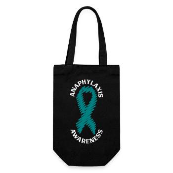 Anaphylaxie Aufklärung - Türkises Band - Geschenkbeutel für Flaschen - Schwarz - Vorne
