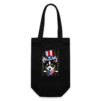 Vintage Chihuahua Dog 4th Of July Independence Day - Geschenkbeutel für Flaschen - Schwarz - Vorne