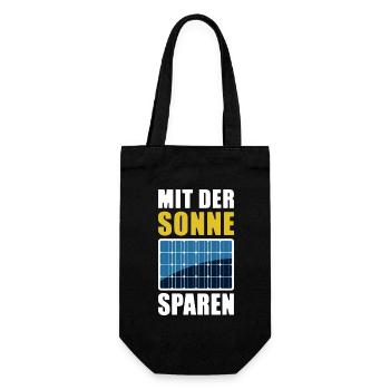 Mit der Sonne sparen - Photovoltaik - Solarenergie - Geschenkbeutel für Flaschen - Schwarz - Vorne