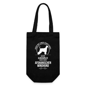 AFGHANISCHER WINDHUND Schutzengel Hunde Wilsigns - Geschenkbeutel für Flaschen - Schwarz - Vorne