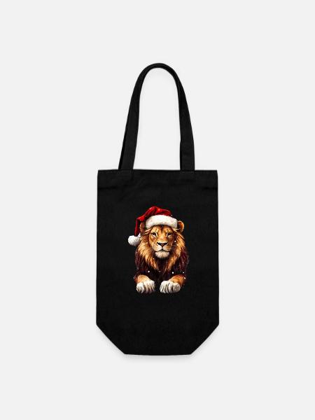 Löwen Weihnachten - Geschenkbeutel für Flaschen - Schwarz