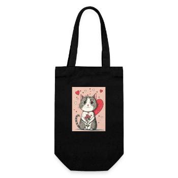 Cute Cat 2023 - Gift Bag for Bottles - black - Front