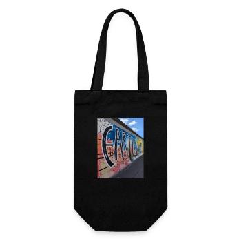 Straßenkunst. Berliner Mauer - Geschenkbeutel für Flaschen - Schwarz - Vorne