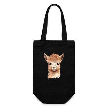 Super beau alpaga / lama souriant à la caméra - Sac à bouteille - noir - Devant