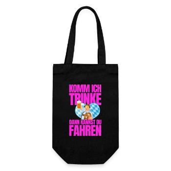 Komm ich trinke dann kannst du fahren - Geschenkbeutel für Flaschen - Schwarz - Vorne