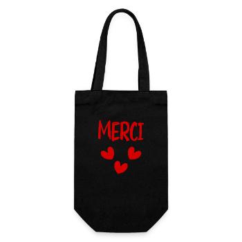 VIELEN DANK. DANKE. VIELEN DANK. JAHRESTAG. GEBURT. - Geschenkbeutel für Flaschen - Schwarz - Vorne