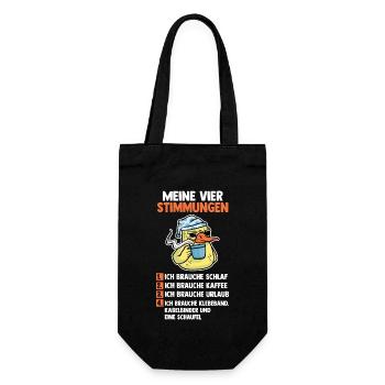 Ente Meine Vier Stimmungen - Geschenkbeutel für Flaschen - Schwarz - Vorne
