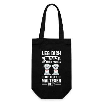 Hund Malteser - Geschenkbeutel für Flaschen - Schwarz - Vorne