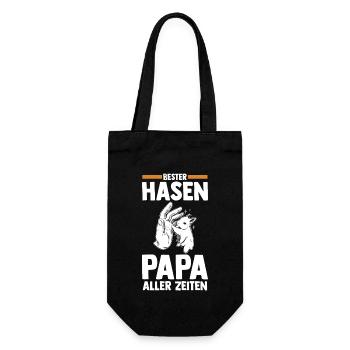 Nagetier Kaninchen Vater Papa Hase - Geschenkbeutel für Flaschen - Schwarz - Vorne