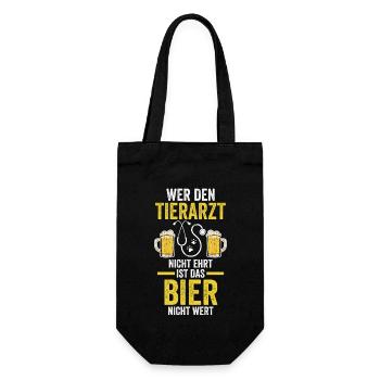 Veterinär Tiermedizin Tierarzt - Geschenkbeutel für Flaschen - Schwarz - Vorne