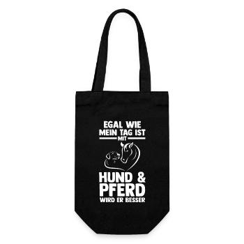 Hunde Pferdeliebhaber Hundeliebhaber Pferde - Geschenkbeutel für Flaschen - Schwarz - Vorne