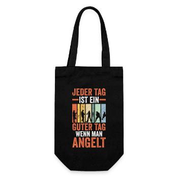 Angel Fischen Angeln Angler - Geschenkbeutel für Flaschen - Schwarz - Vorne