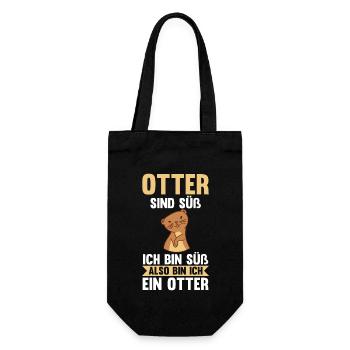 Seeotter Fischotter Otter - Geschenkbeutel für Flaschen - Schwarz - Vorne