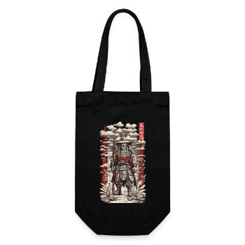 Samurai Warrior Aesthetic Retro & Kanji Design - Geschenkbeutel für Flaschen - Schwarz - Vorne