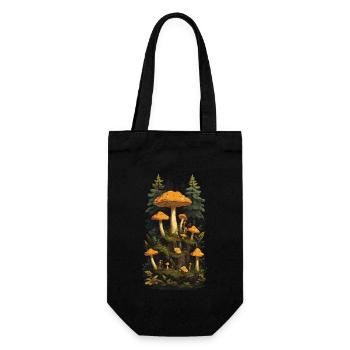 Retro Pfifferlinge Pilzsammler Traum Pilz Design - Geschenkbeutel für Flaschen - Schwarz - Vorne