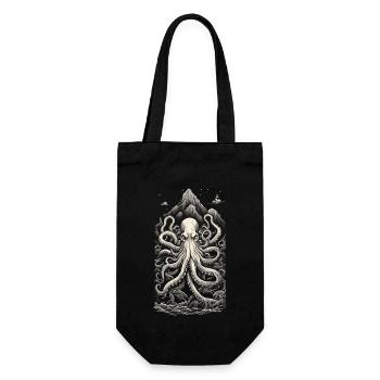 Vintage Kraken Deep Sea & Japan Aesthetic Design - Gift Bag for Bottles - black - Front