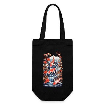 Majestic Koi Ukiyo-E Japan Style - Gift Bag for Bottles - black - Front