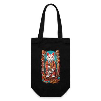 Esthétique Japon chat porte-bonheur chat Design - Sac à bouteille - noir - Devant