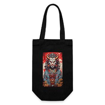 Retro Oni Anime Design Vintage Streetwear Stil - Geschenkbeutel für Flaschen - Schwarz - Vorne