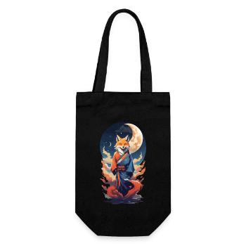 Mystical Kitsune in Kimono Japan Anime Yokai - Gift Bag for Bottles - black - Front