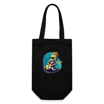 Rocking Crocodile with Electric Guitar Gift Guitarist - Gift Bag for Bottles - black - Front