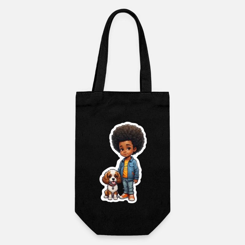 Child Dog Gift Idea Afro Locks - Gift Bag for Bottles - black