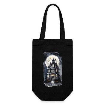 Gruseliges Halloween Geisterhaus mit Fledermäusen - Geschenkbeutel für Flaschen - Schwarz - Vorne