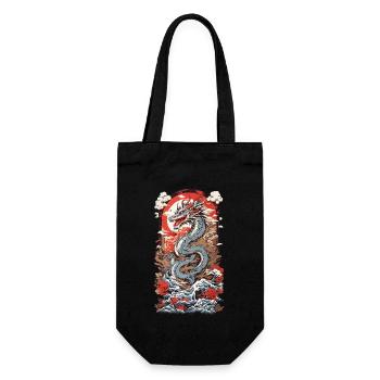 Asiatischer Drache Ukiyo-E Vintage Kunst - Geschenkbeutel für Flaschen - Schwarz - Vorne