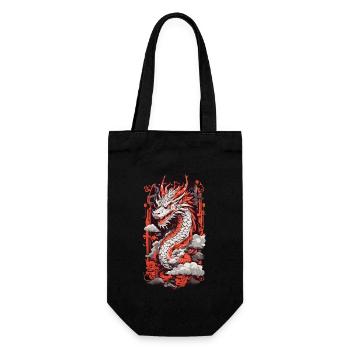 Feuer Drache Japan Ukiyo-E Otaku Kunststil - Geschenkbeutel für Flaschen - Schwarz - Vorne