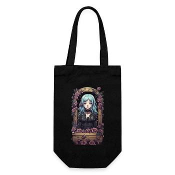 Kawaii Anime Goth Girl Vintage Design - Sac à bouteille - noir - Devant