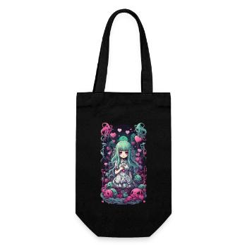 Kawaii Goth Anime Love Manga Mädchen Design - Geschenkbeutel für Flaschen - Schwarz - Vorne